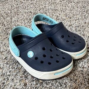 CROCS Kids Navy and Aqua Water Shoes